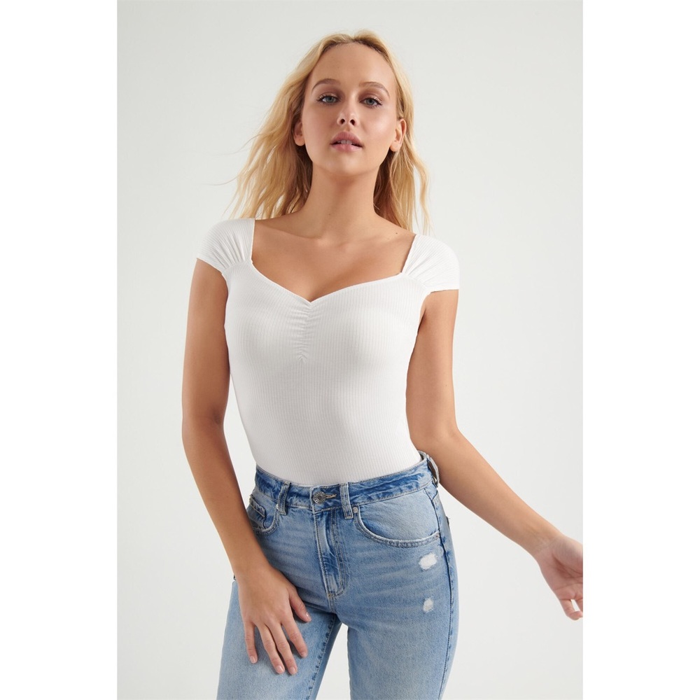 Garage White Sweetheart Body Suit